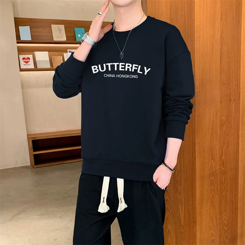 

Underlay Shirt Sweater New Long Sleeve T-shirt Top Round Neck Pant Pullover Autumn Men Sportswear 2pcs Sweatshirt Sweatpants Set