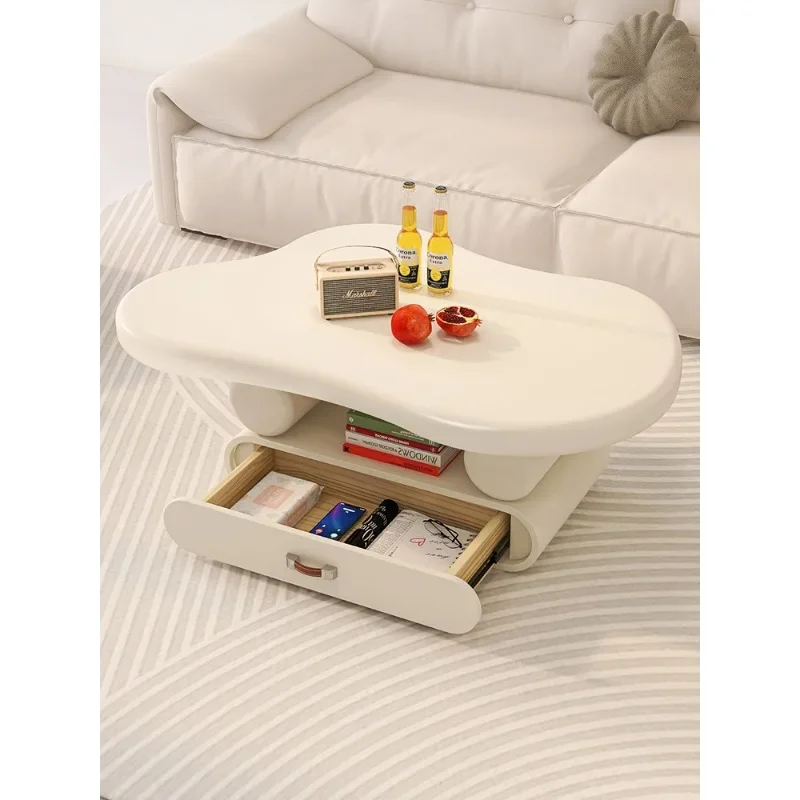 #French coffee table cream style modern very simple small apartment cloud coffee table living room 2024 new light luxury high se