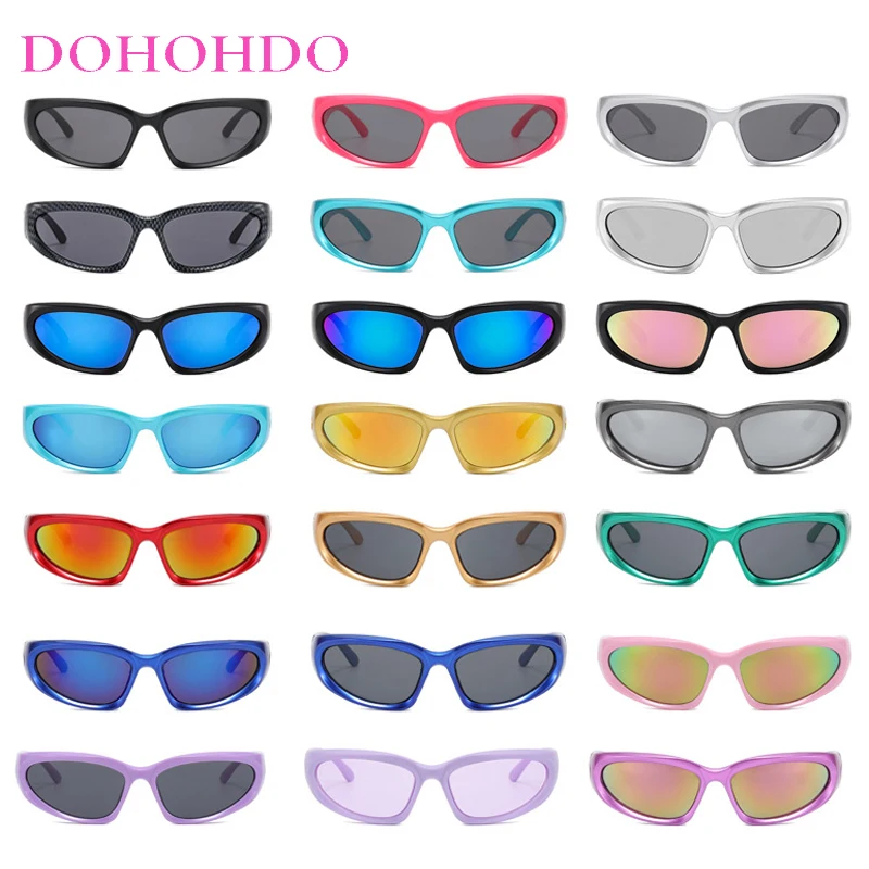 

Y2K Fashion Brand Designer Oval Sunglasses Women For Men Trending Luxury Cycling Party Outdoor Sunglasses Cyberpunk Shades UV400