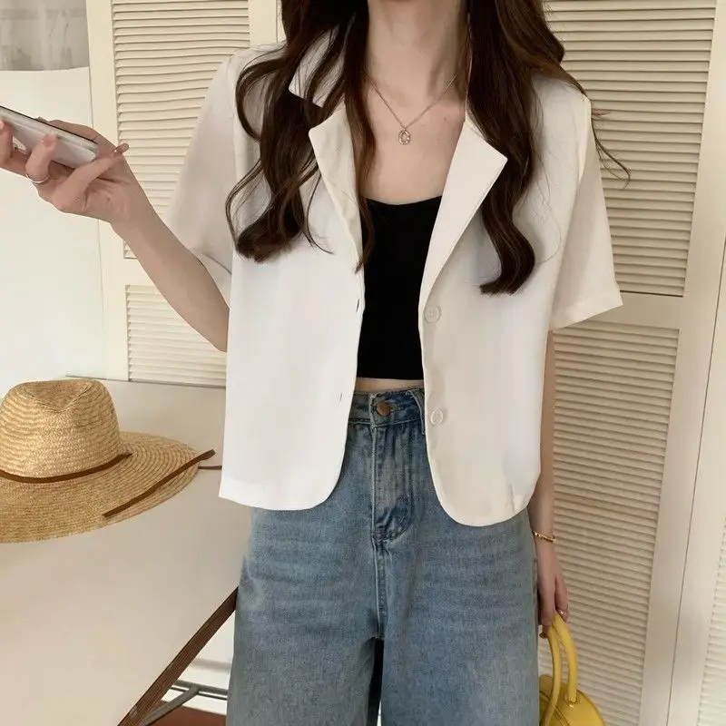 Summer Blazers Women 2022 Solid Simple Fashion Leisure Thin Loose Single Breasted Korean Style Streetwear Youth All-match Cozy