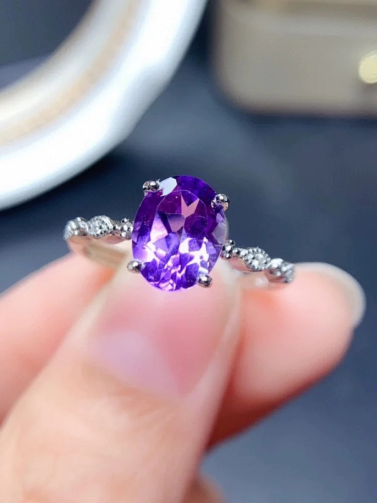 

Серебряное кольцо S925 пробы с фиолетовым цирконом, винтажное, роскошное, с открытым дизайном, цветочным узором, в дворцовом стиле, модное ювелирное украшение для женщин