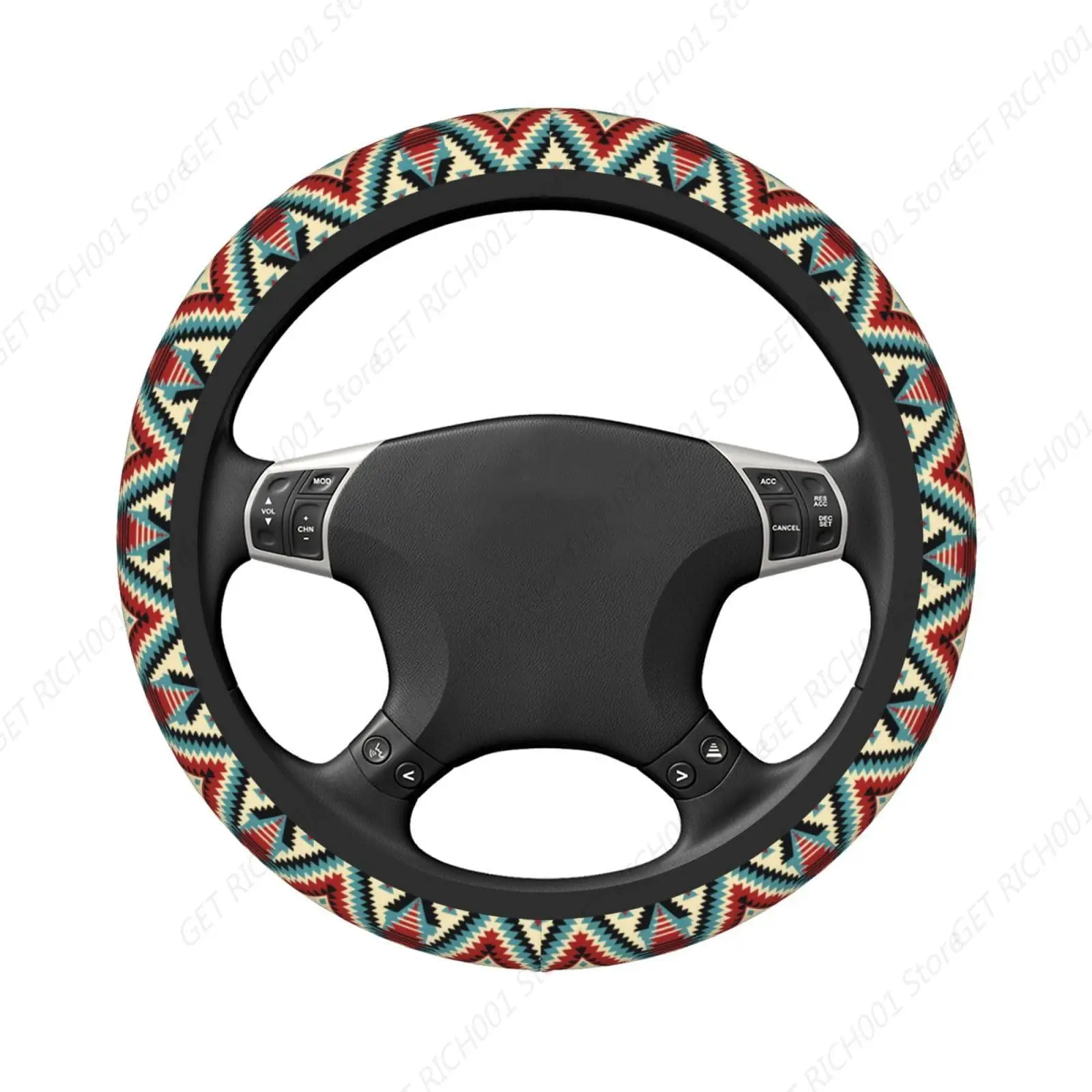 Native Southwest American Steering Wheel Covers,Anti Slip Sweat Absorption Elasticity Car Accessories Steering Wheel Protector