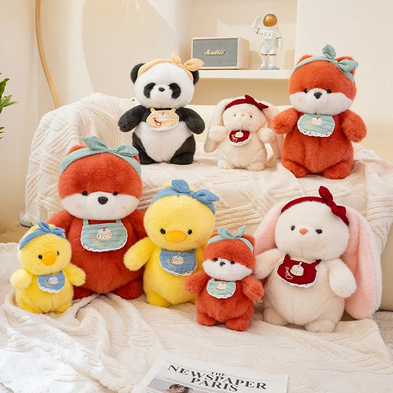 

25cm Cute Panda Bear and Duck Plush Toys Stuffed Animals Dolls Cartoon Kawaii Fox and Rabbit Dolls Toys for Kids Christmas Gifts