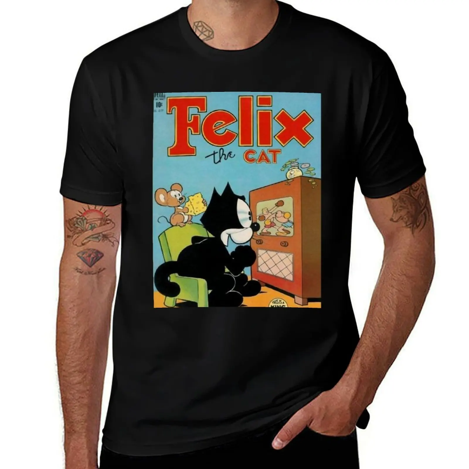 

Felix Watches the Fight on TV T-Shirt Louboutins affliction shirts plain tees big and tall t shirts for men