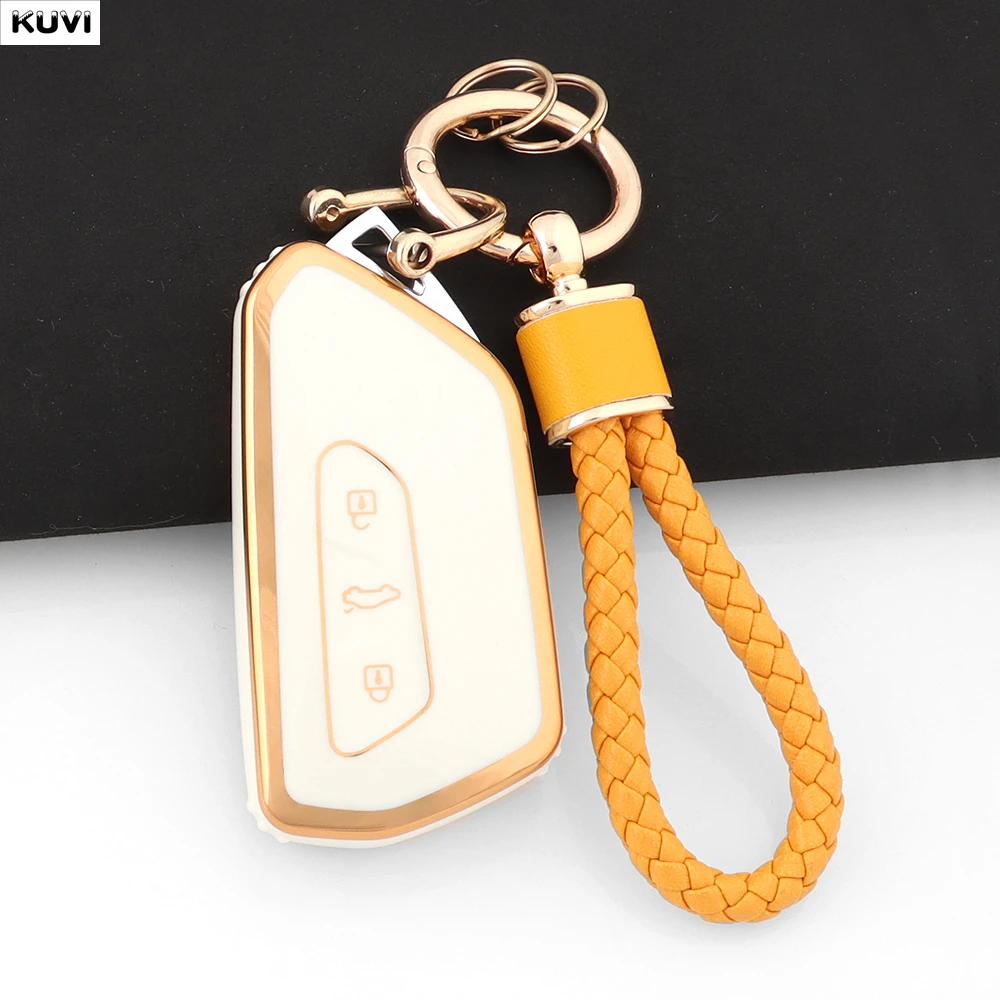 For VW Volkseagen Golf 8 MK8 ID.3 ID.4 Cupra Skoda Octavia A8 SEAT Leon MK4 2020 2021 Formentor Tarraco TPU Car Key Case Cover view 5