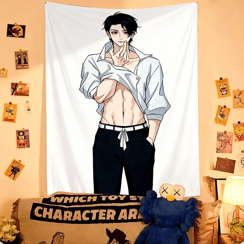 VIKAMA Jujutsu Kaisen Anime Tapestry, Manga Wall Hanging, Fans Aesthetic Home Decor for Bedroom Living Room Dorm