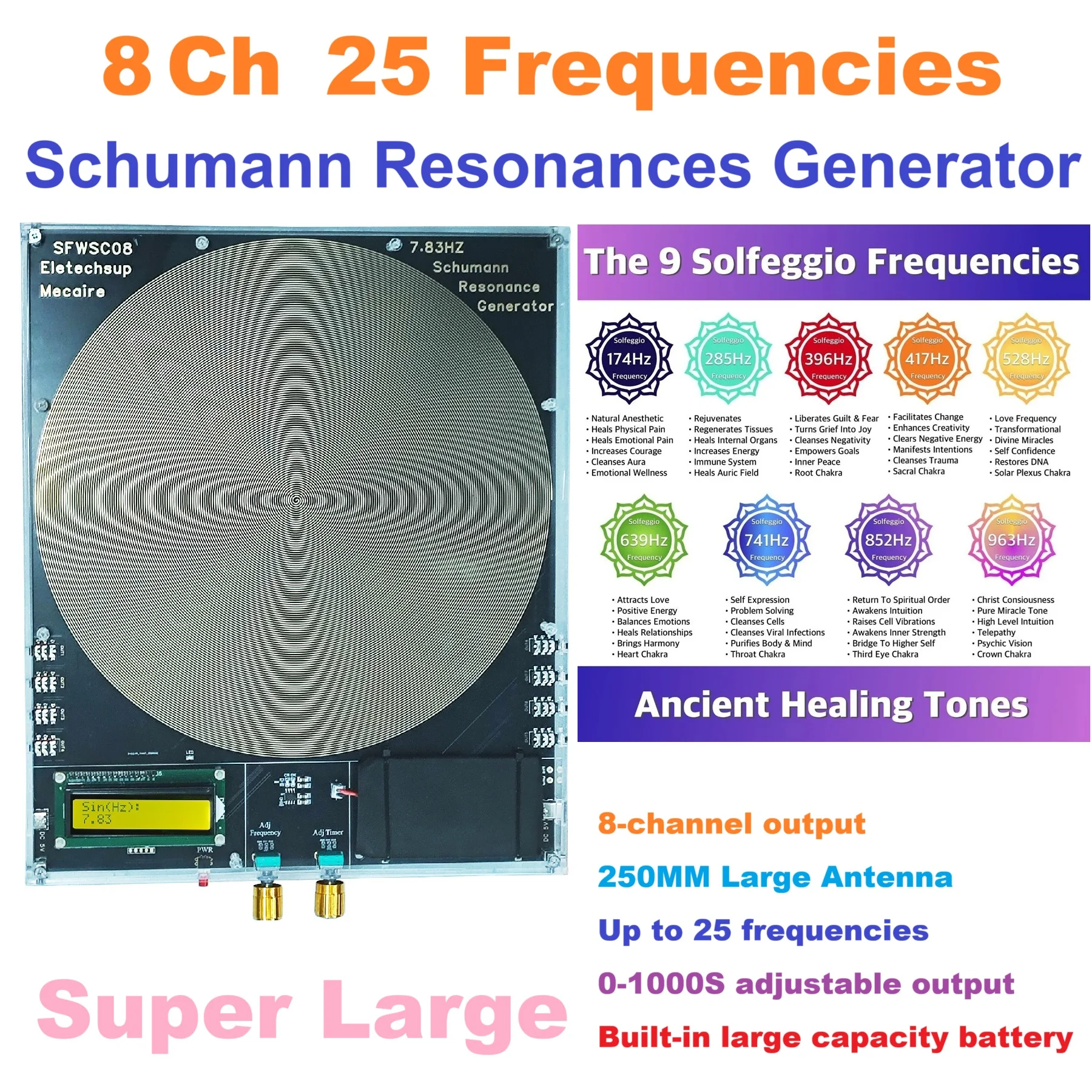 

7.83Hz Schumann Generator 0.01Hz~100000Hz Terahertz Wave Simulation Rehabilitation Therapy Device for Treating Sub-Health