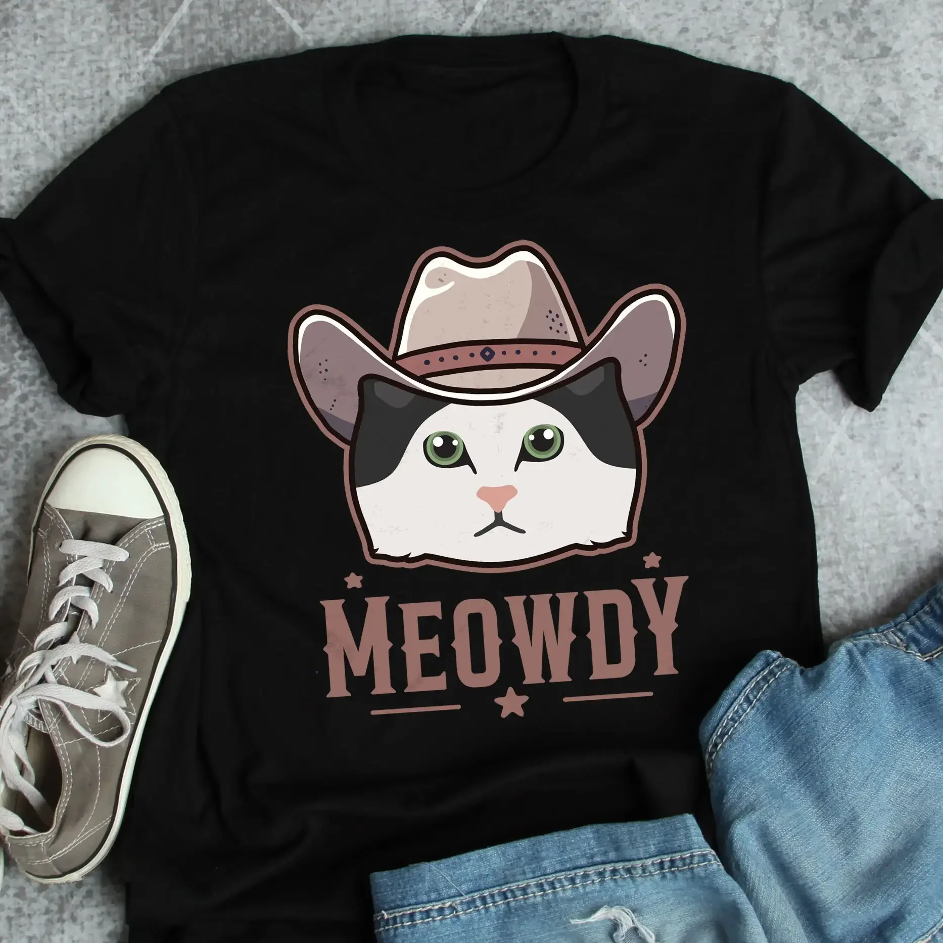 Ragamuffin Cat Meowdy T Shirt Funny Cowboy Lover Cute Howdy Pet Mom Dad Western Texas Yeehaw Meme