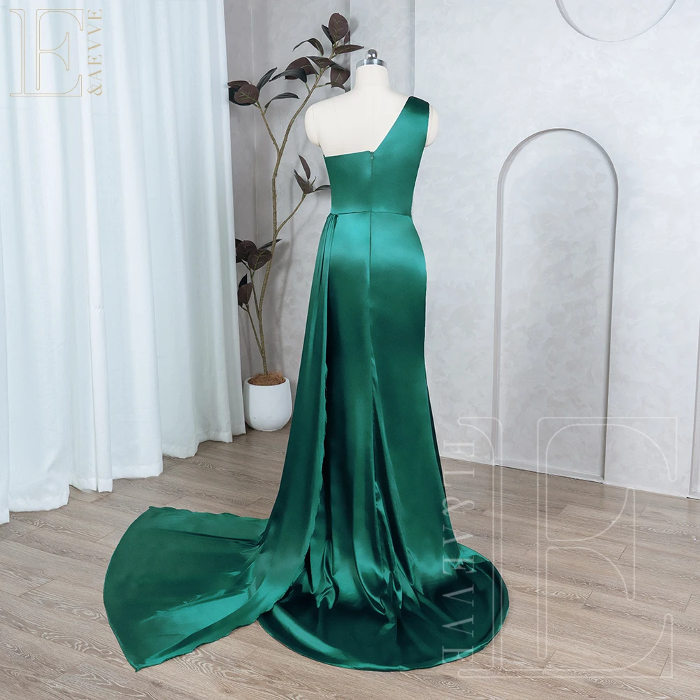 Emerald Green Satin Bridesmaid Dresses New Party Dress for Wedding Gown Formal Dresses One Shoulder Elegant Dress Robe