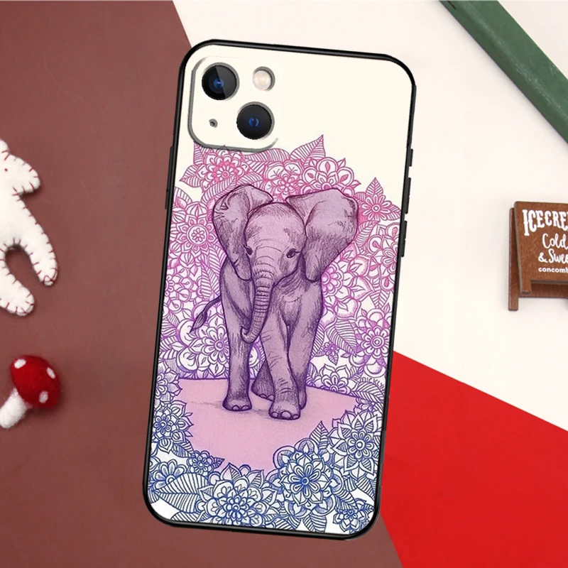 Cute Elephant Cartoon Phone Case For iPhone 16 15 14 11 12 Mini 13 Pro Max X XR XS Max Plus Soft Cover Shell