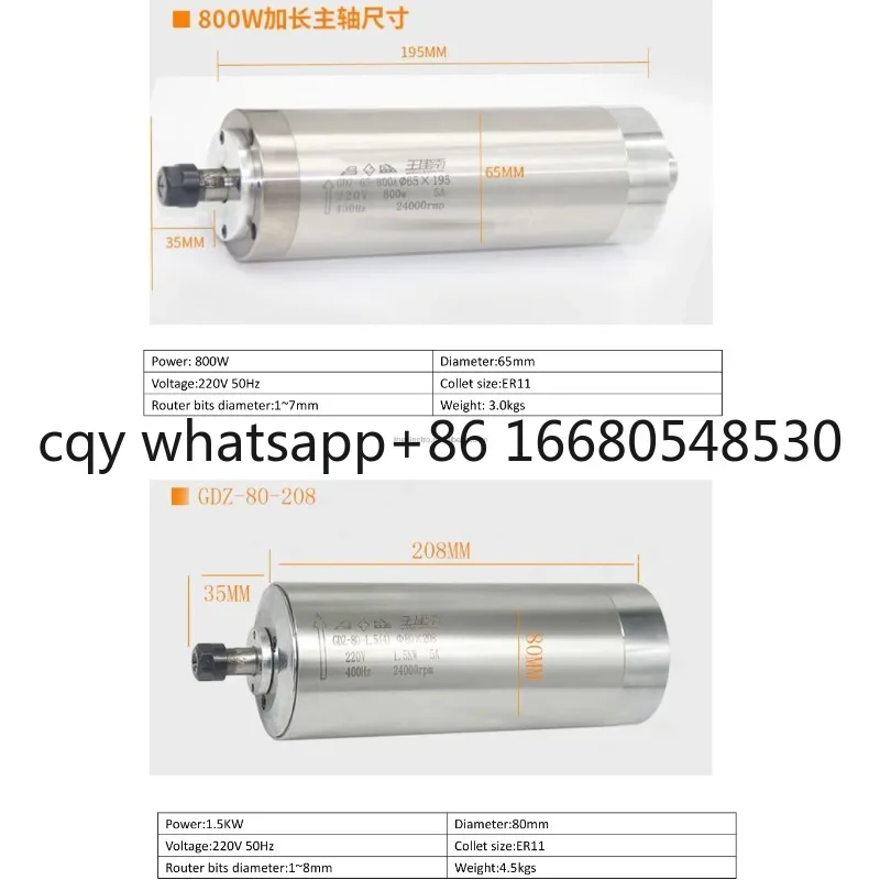 GG 380V 3 Phase  ER25 Size 7.5Kw 5.5kw  Water Cooling Spindle for CNC Router Marble Metal Milling