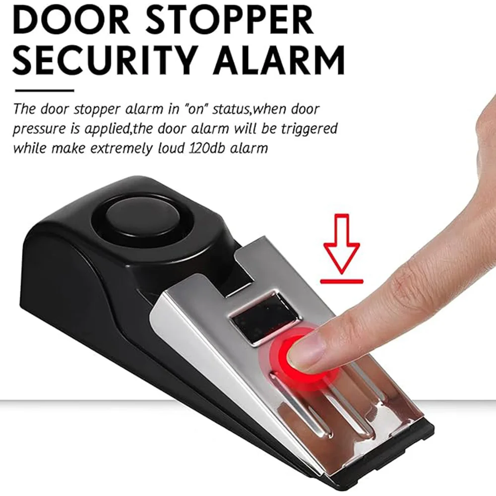 

Stainless Steel Door Stop Alarm - Portable Home Security -125dB Anti-Theft Sensor Batteries Are included.