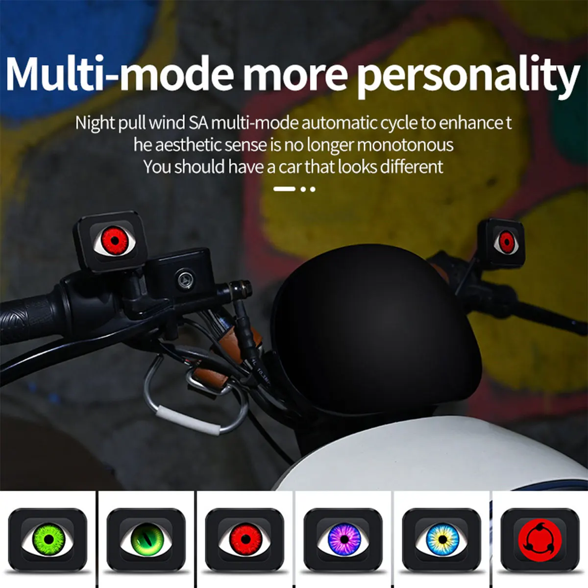 New Cool Dynamic LED Motorcycle Devil Eyes Rearview Mirror Light With Remote Control Motorbike Handle Devil Eye Decoration
