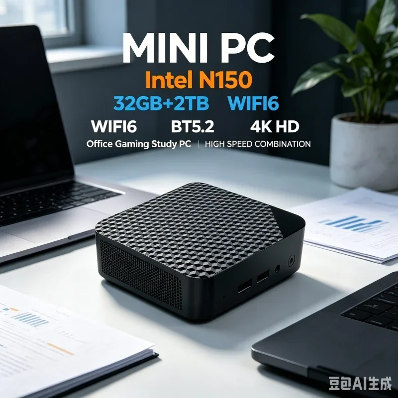 New N150 Mini PC 16GB+2TB High Speed Storage WiFi6 & Bluetooth 5.2 4K Output Compact Design for Office Work Gaming & Student