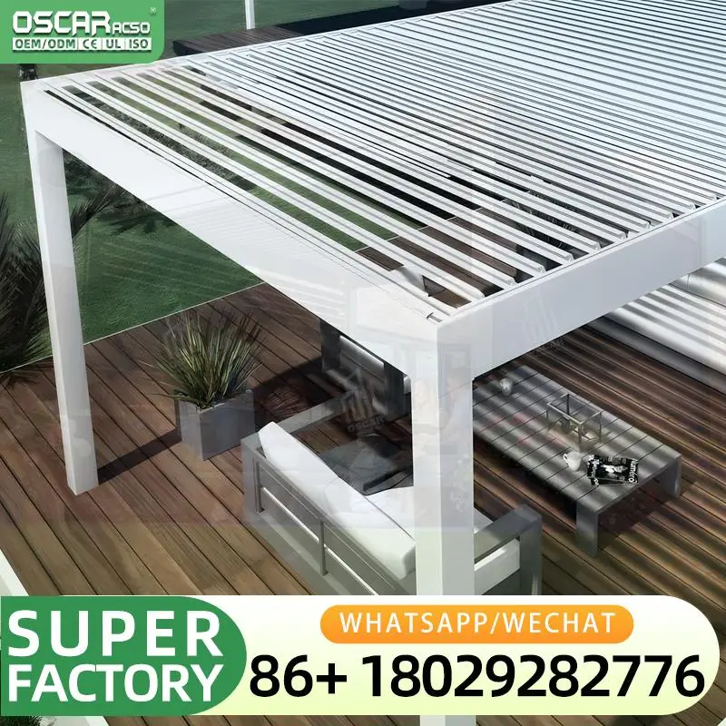 Eco Friendly Recycled Aluminum Pergola Hardtop Rain Collection Patio Backyard Garden Outdoor Structure Deck Shelter Gazebo Europ