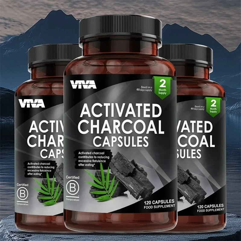Activated Charcoal Capsules - Helps Relieve Gas and Bloating, Promotes Natural Detoxification, and Supports Gut Health, Non-GMO