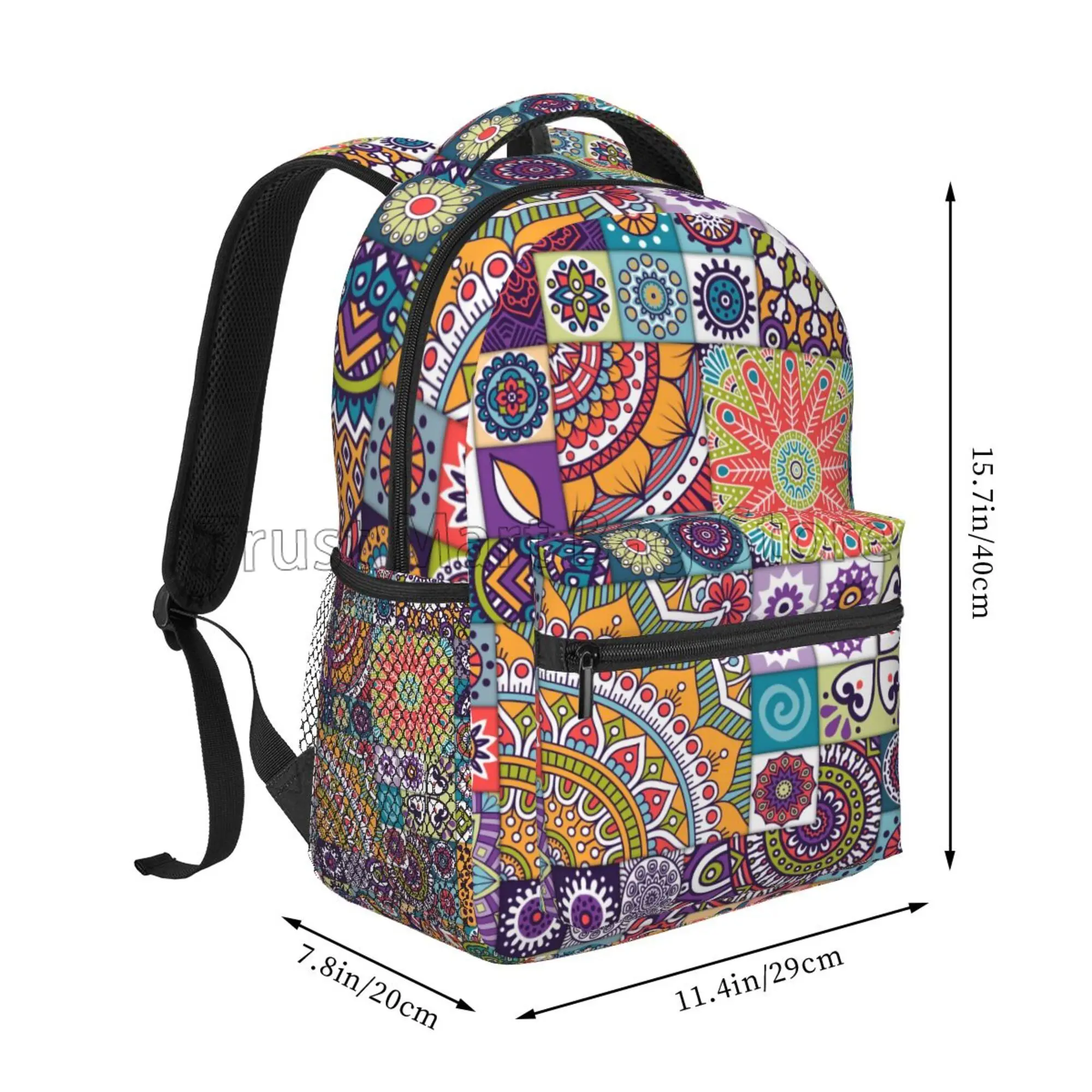 Ethnic Mandala Floral Pattern Travel Backpack for Women Girls Casual Lightweight Shoulder Bags School Student Bookbag Daypack