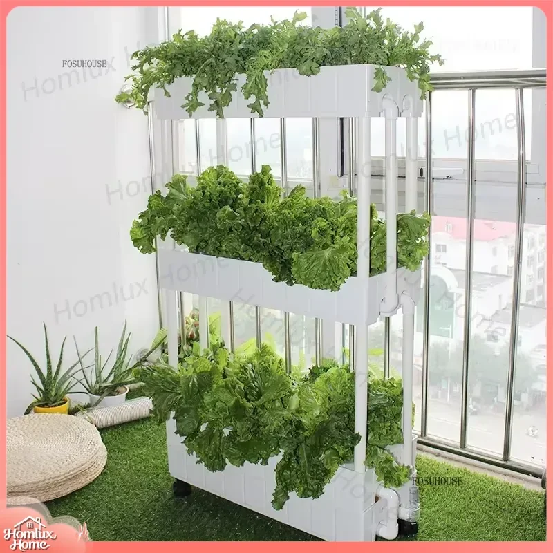 Balcony Hydroponic System Indoor Automatic Smart Garden Kit for Growing Vegetables Herbs Lettuce Tomatoes Microgreens