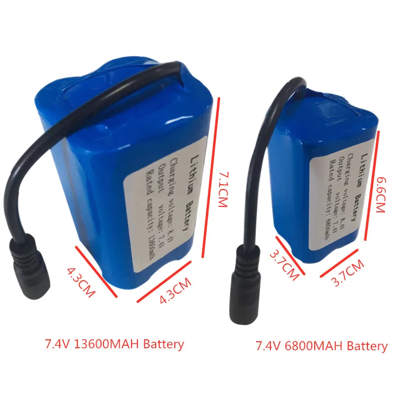 7.4V 13600Mah 6800Mah Battery For V020 V900 2011-5 V007 C18 H18 V18 D18B FX88 Remote Control RC Fishing Bait Boat Battery Parts