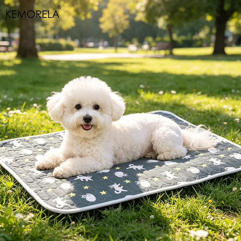 Sommer-Eisseide Haustier-Kühlmatte Wasserdichte Hunde- und Katzen-Schlafunterlage Rutschfeste Waschbare Sofaauflage Selbstkühlende Haustierbett-Accessoires – Detail 6