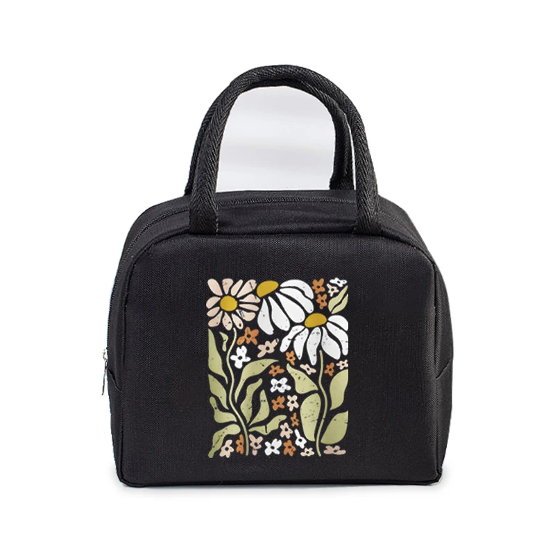 Wild Flower Vintage Print Insulated Lunch Bag Women Men Food Cooler Bag Bohemia Flower Leakproof Tote Food Storage Bento Bags