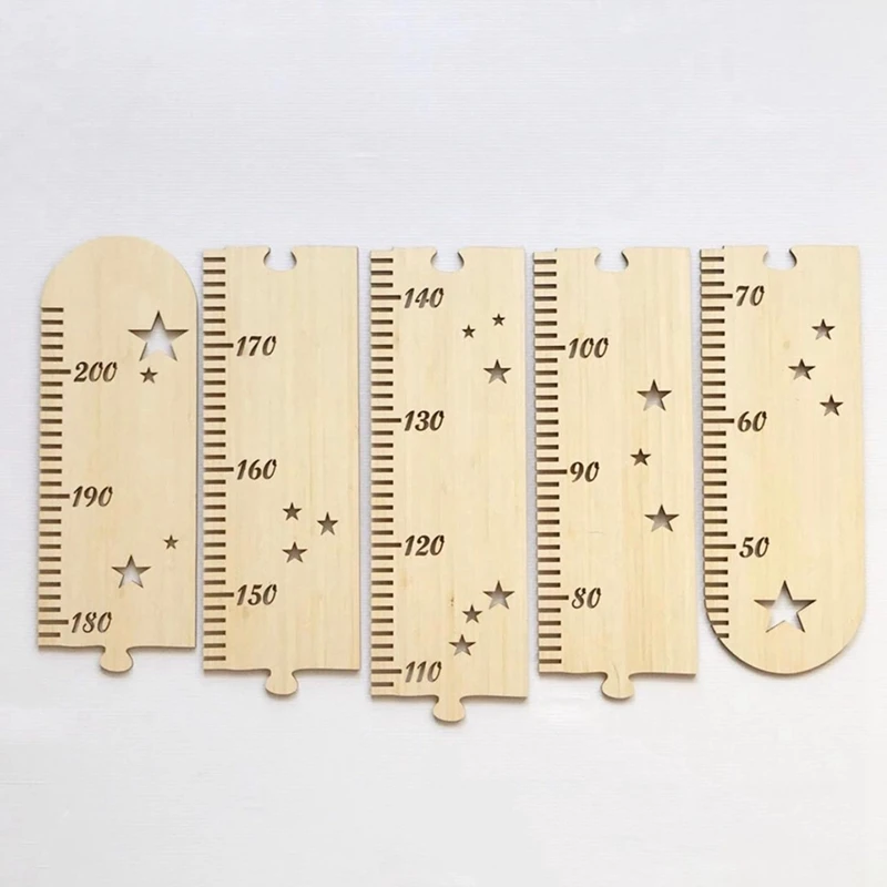 Spliced Wooden Ruler Children's Room Patchwork Wooden Star Growth Measurement Ruler Height Ruler