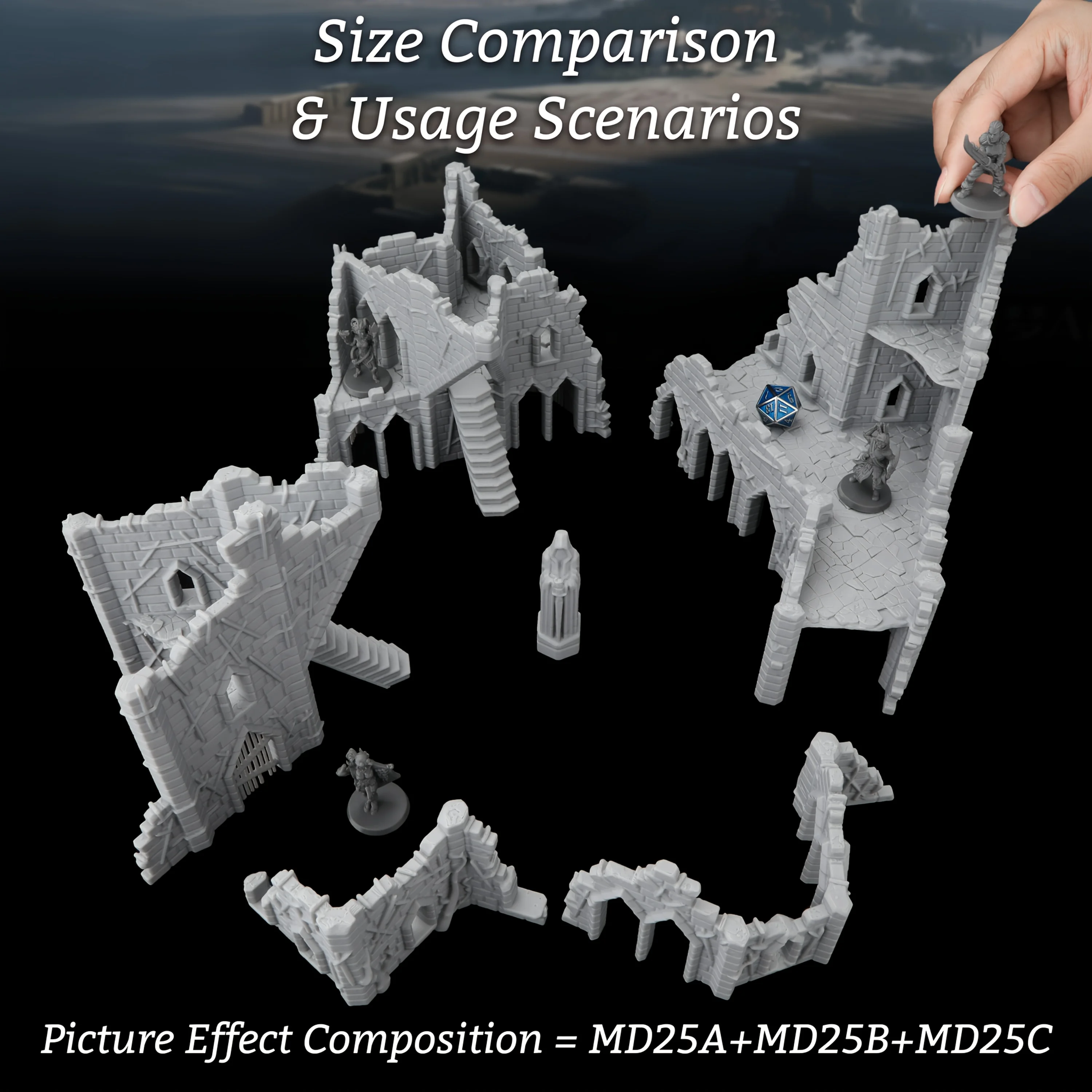 파괴된 요새 미니어처 지형 세트, TRPG용 파손된 요 - Miniature Terrain Set 리뷰 및 가격