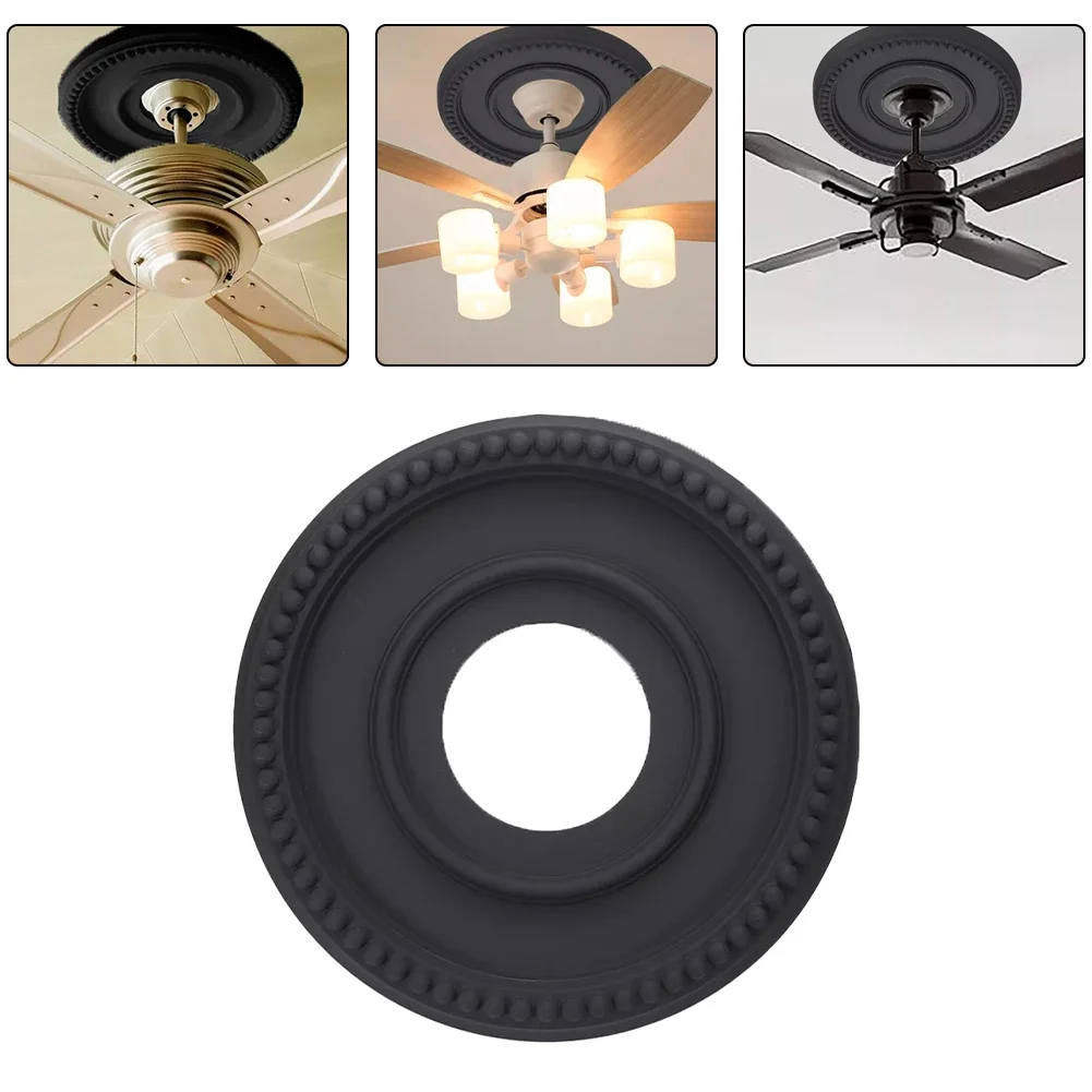 Ceiling Medallion Black Round Medallion PU Decorative Ceiling Fan Light Fixtures Covers Plate Home Decorations