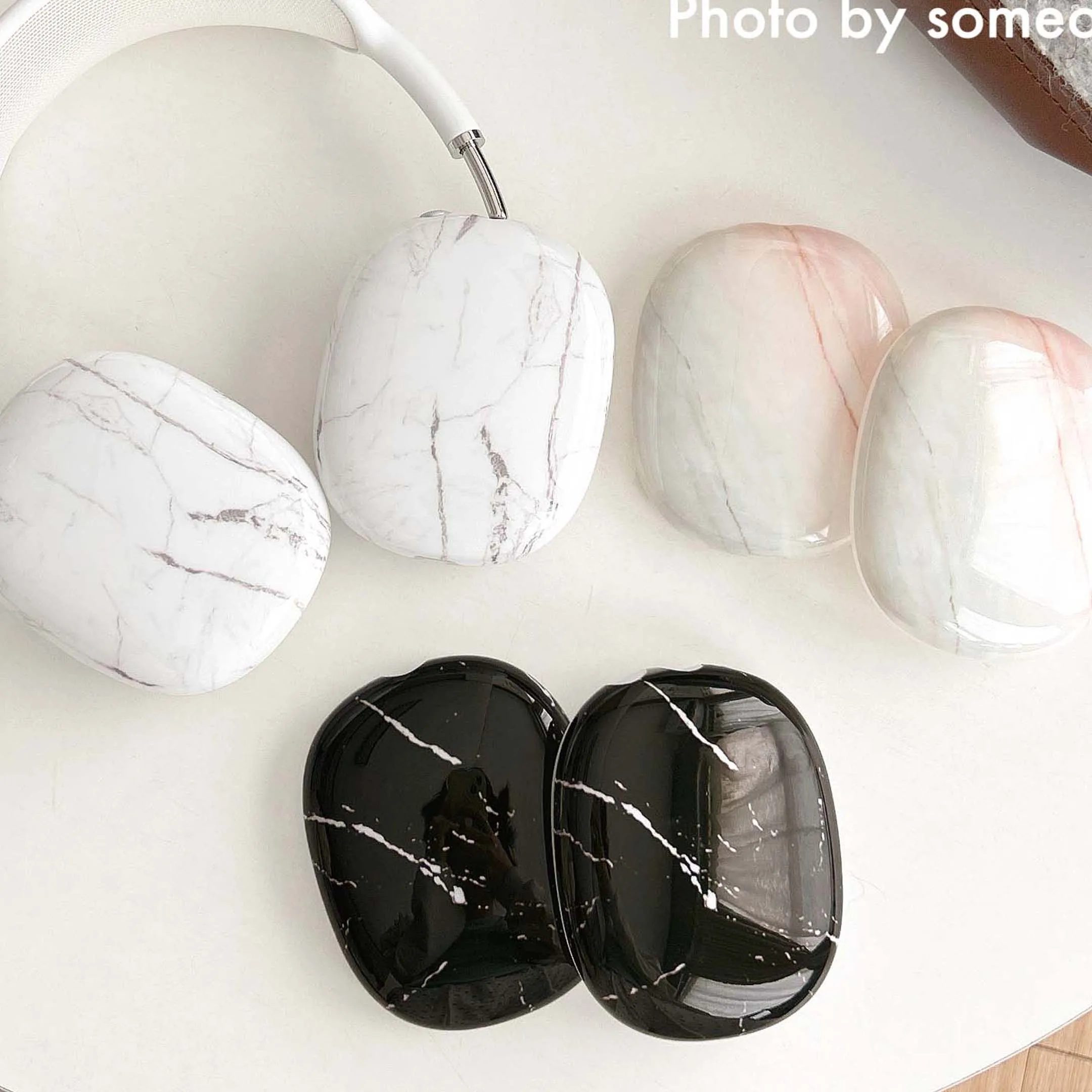 Ins marble imd earphone case for apple airpodsmax airpod max cool relif headset cover headphone capa