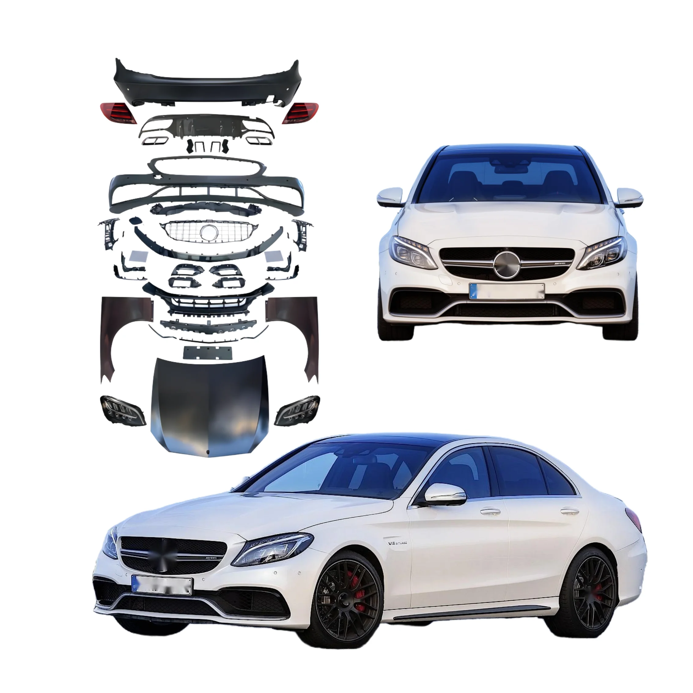 

2024 New Arrival High Quality for Mb 2007-2014 C Class W204 Upgrade W205 AMG Style C63 Bodykit bumper car accessories