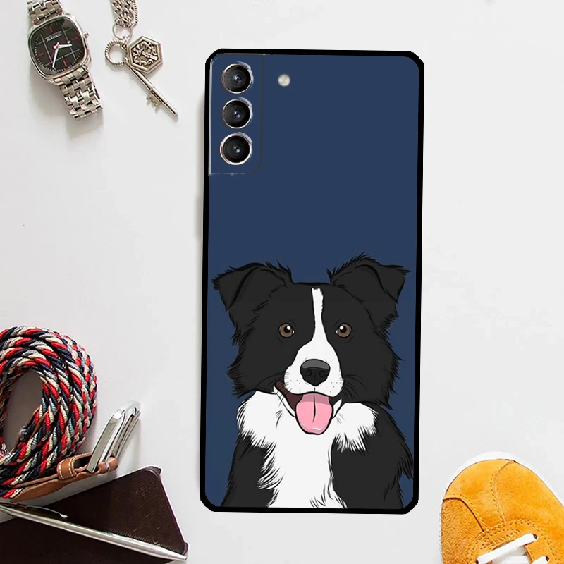 Border Collie Dog Phone Case For Samsung Galaxy S24 Ultra S22 Plus S20 S21 S23 FE Note 20 10 S8 S9 S10 Cover