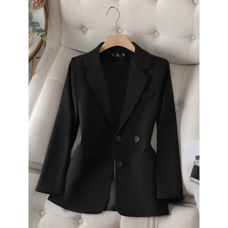 Blazer feminino de peito único, jaqueta feminina, casaco monocromático, manga longa, rosa, preto, bege, café, moda para outono e inverno