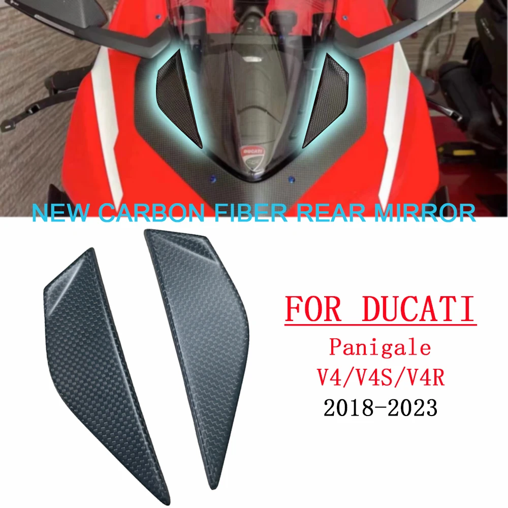 New For DUCATI Panigale V4 V4S V4R 2018-2023 Carbon Fiber Rear Mirror Cover Front Fairing Motorcycle Modified Parts Decorate Cap