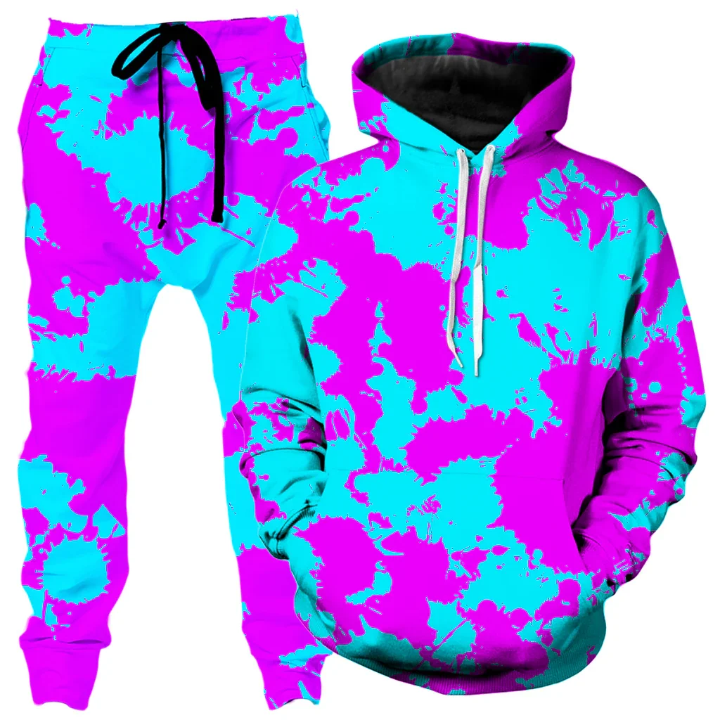 Autumn Oil Painting Colorful 3D Printed Hoodie Suit Men Sweatshirts Sweatpants Fashion Two Piece Tracksuit Set Men's Clothing