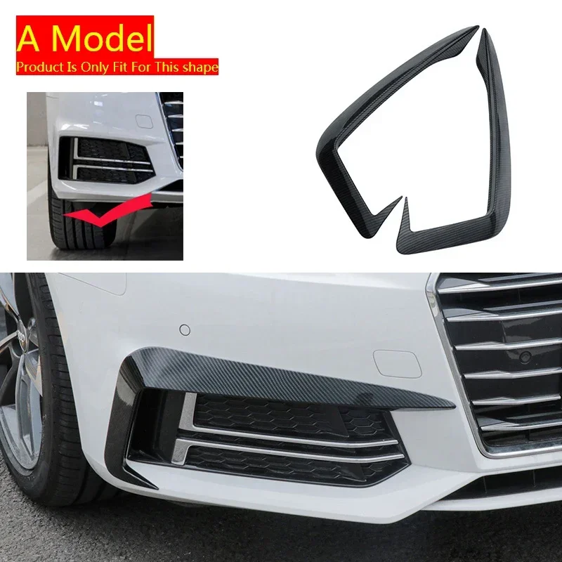 Car Styling Front Fog Lamp Wind Knife Cover Strips Trim For Audi A4 B9 2017-2019 Spoiler Air Knife Exterior Modified Accessories image 3