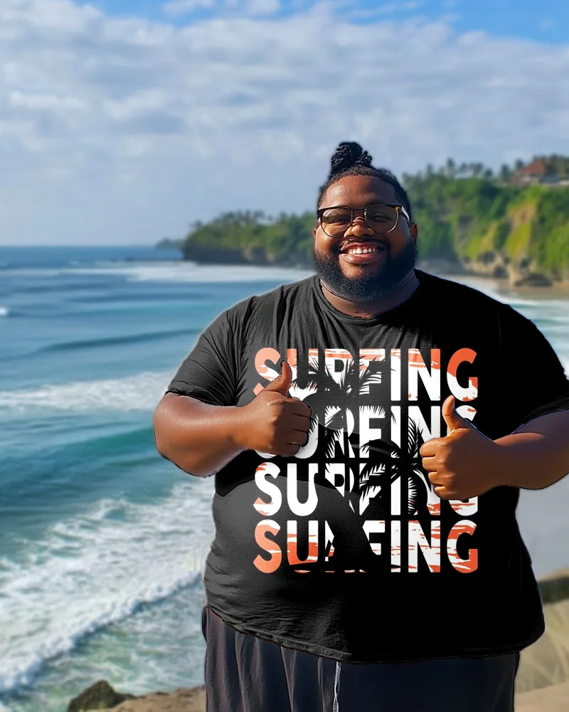 S-9XL Plus Size Men's Summer Surf Abstract Print T-Shirt Big Size Casual Streetwear Short Sleeve Tops