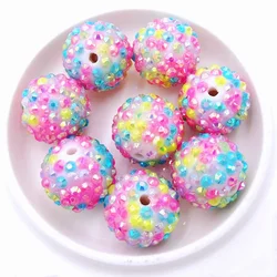20MM Colorful Resin Rhinestone Bead Straight Hole Loose Beads For Girls DIY Chunky Bubblegum Necklace Making Accessories 10PCS