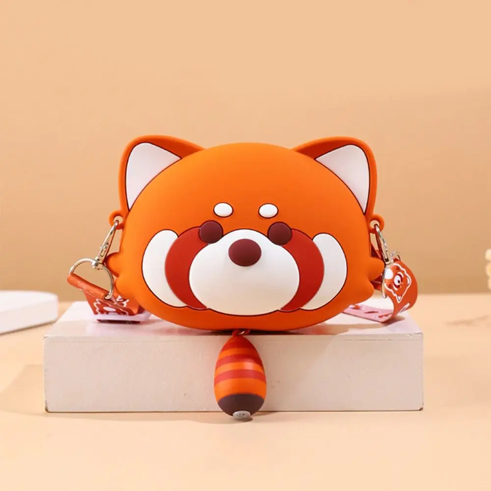 Fashion Pinch To Whistle Panda Crossbody Bag Cartoon Animal Red Panda Bag Kawaii Soft Panda Silicone Bag School Bag