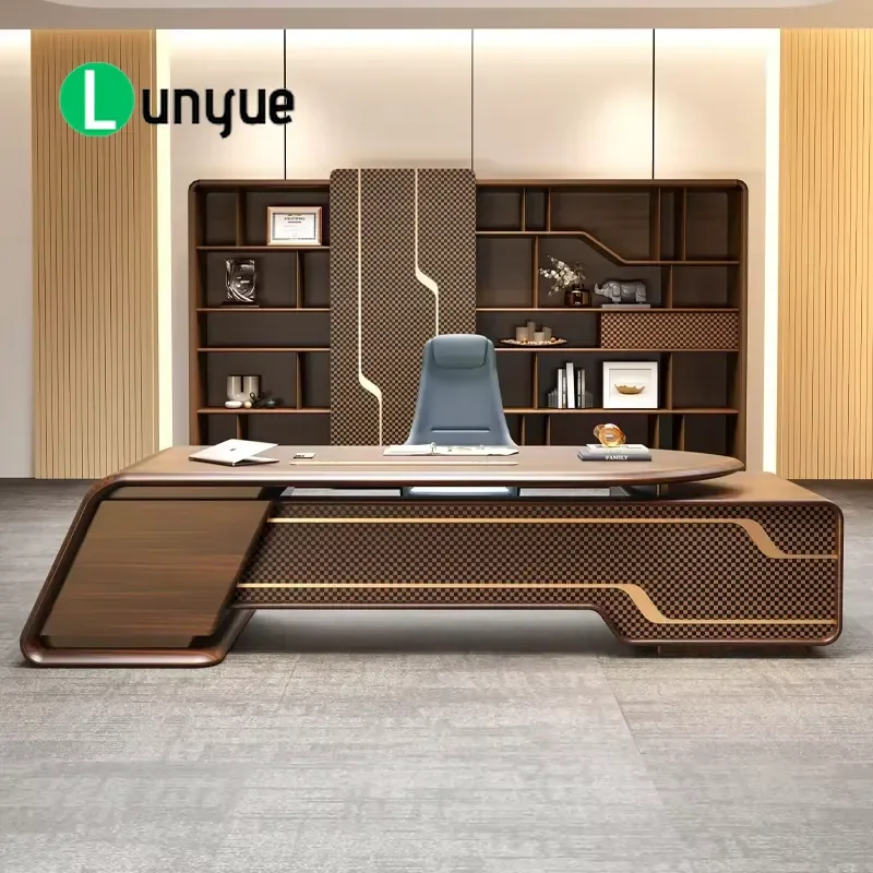 Custom 2.4M Modern Eco-Friendly Executive Grade MDF Wooden Table with Cabinets for Office Home Workspace