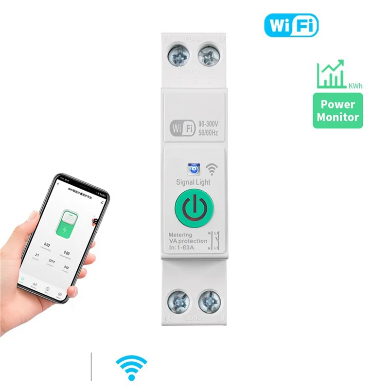 N05R 4X Tuya Wifi Slimme Stroomonderbreker 1P + N 63A Din Rail Schakelaar Met Elektriciteitsstatistieken Afstandsbediening Spraakbesturing voor Alexa