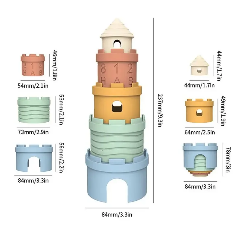 Jouet d'empilage de grenouille en silicone, jouet de dentition, tour d'apprentissage de la grenouille, jouets d'empilage de dentition, jouets mentaires oriels et empilables