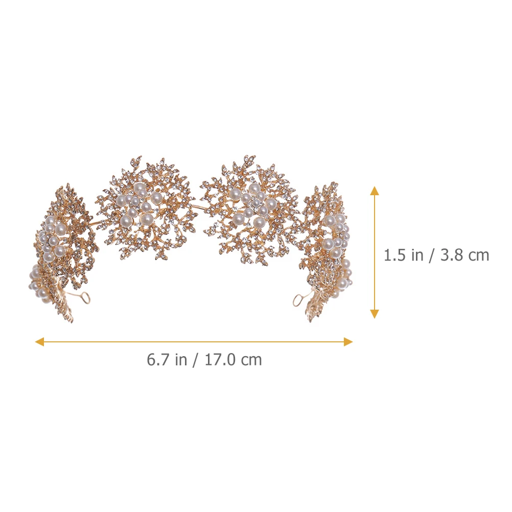

Elegant Pearl Flower Hairband Women Girls Bridal Wedding Party Alloy Headband Hair Accessory Headpiece Banquet Decor for Girls