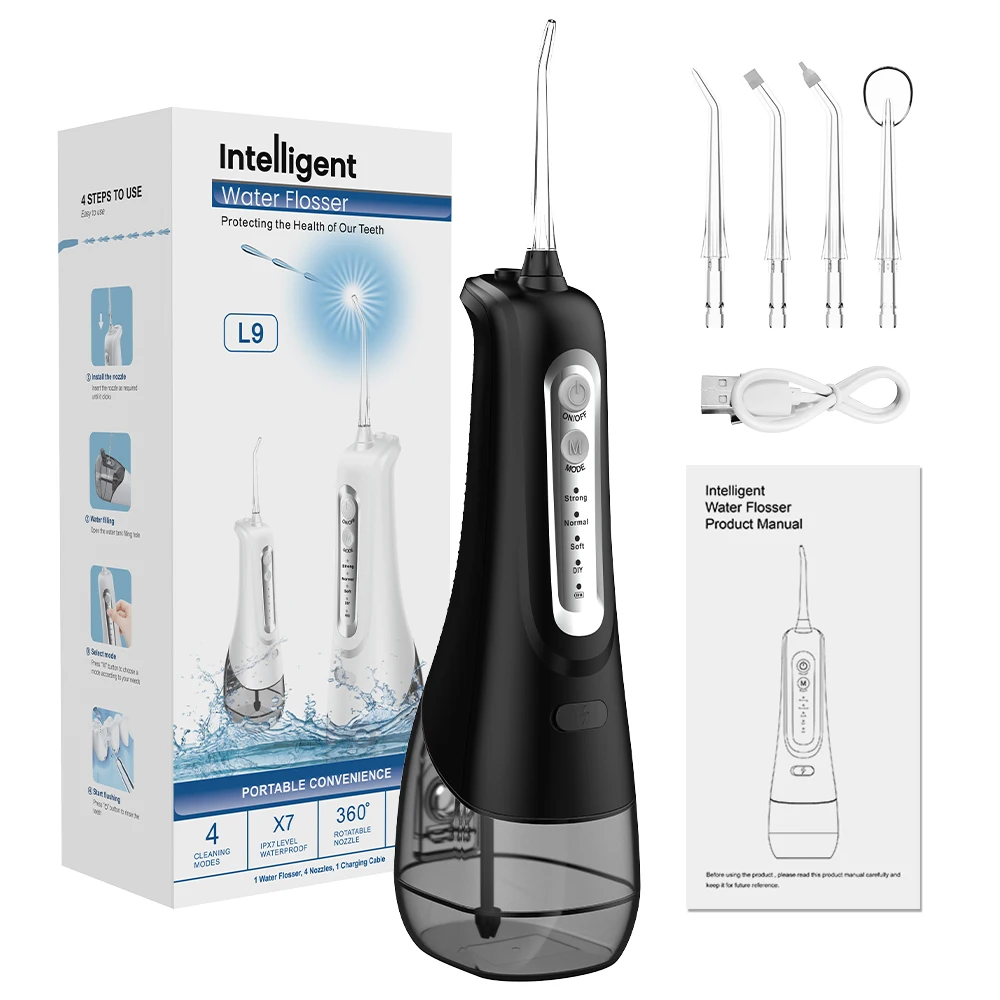 Electric Irrigator USB Rechargeable Water Flosser Portable Dental Water Jet 300ML Water Tank Waterproof Cleaner For Oral Care