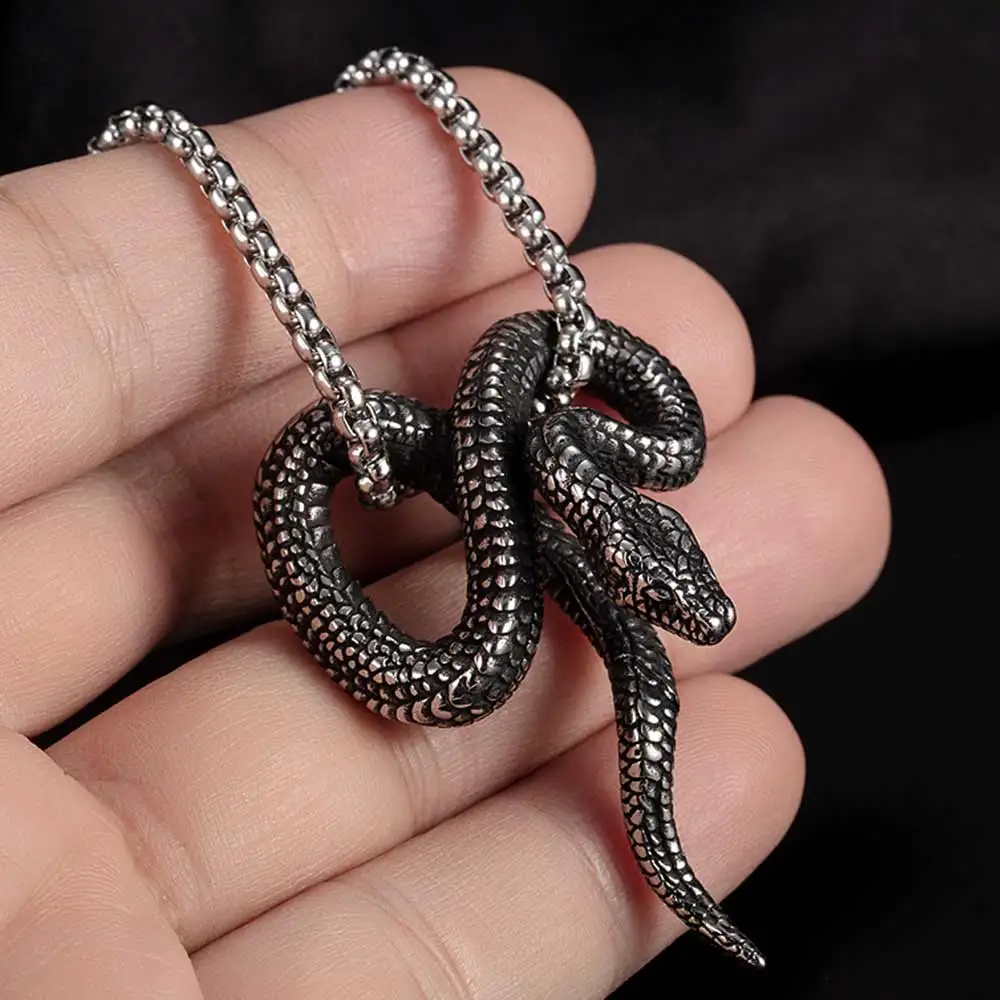 DARHSEN Male Men Statement Necklaces Snake Pendants Fashion Hip hop Jewelry Stainless Steel Box Chain Party Gift
