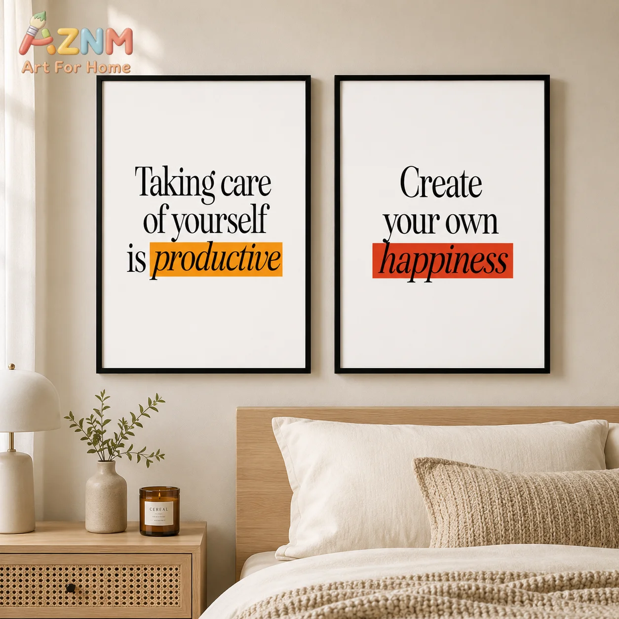 AZNM Unframed Canvas Print Inspirational Quote Wall Art Self Care Positive Affirmation Office Home Decor Poster