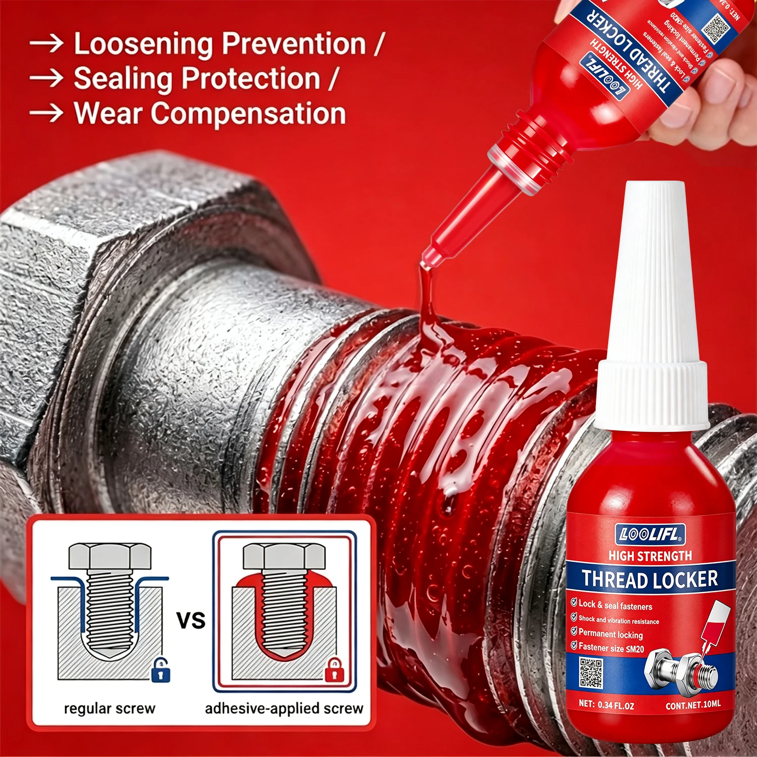 271 Threadlocker 243 Screw Glue Agent Anaerobic Adhesive High Strength Thread Locking Anti-Loosening Metal Bolt Nut Repair Tools