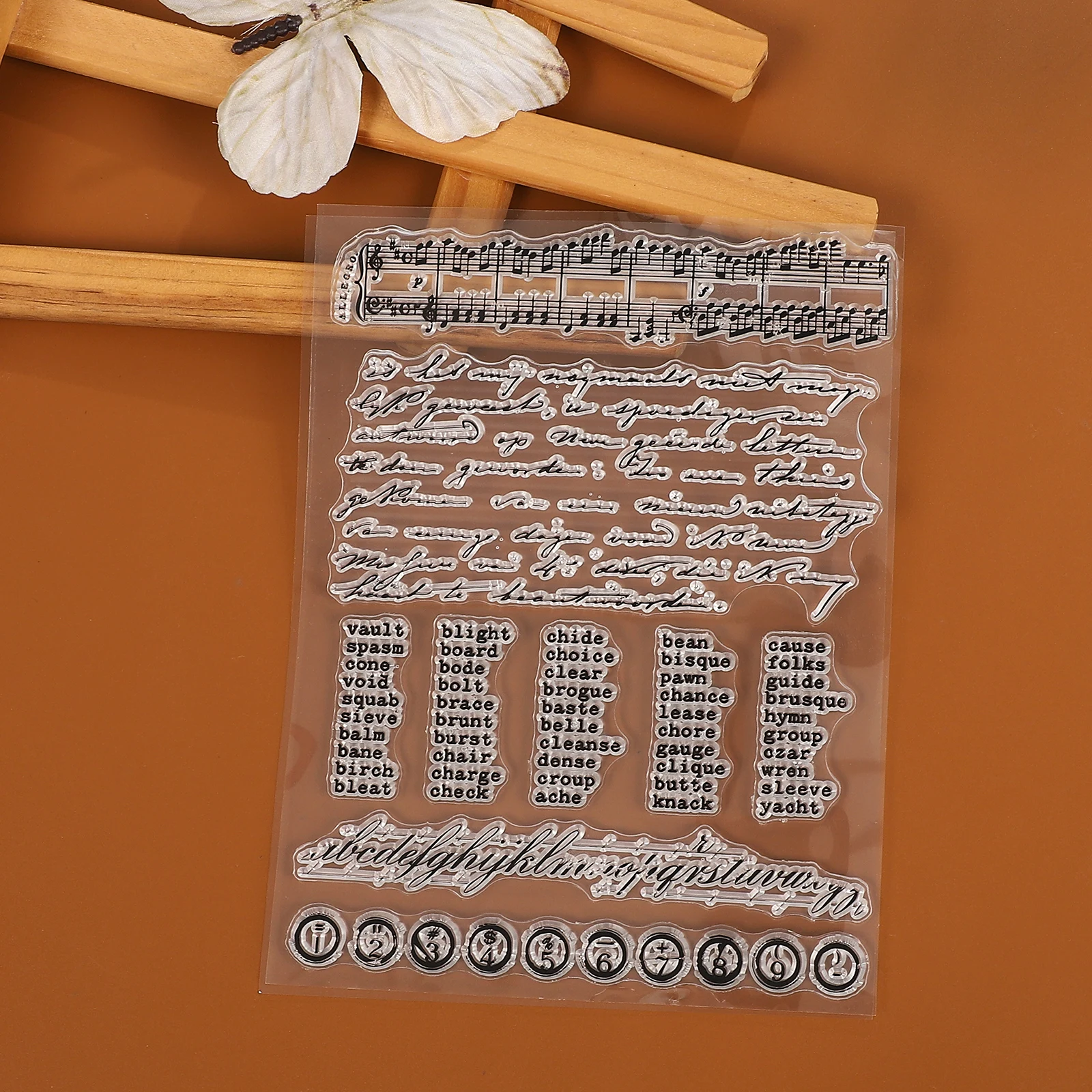 Vintage English Text Music Number Landscape Transparent Silicone Stamp Creative DIY Journal Material Collage Stationery