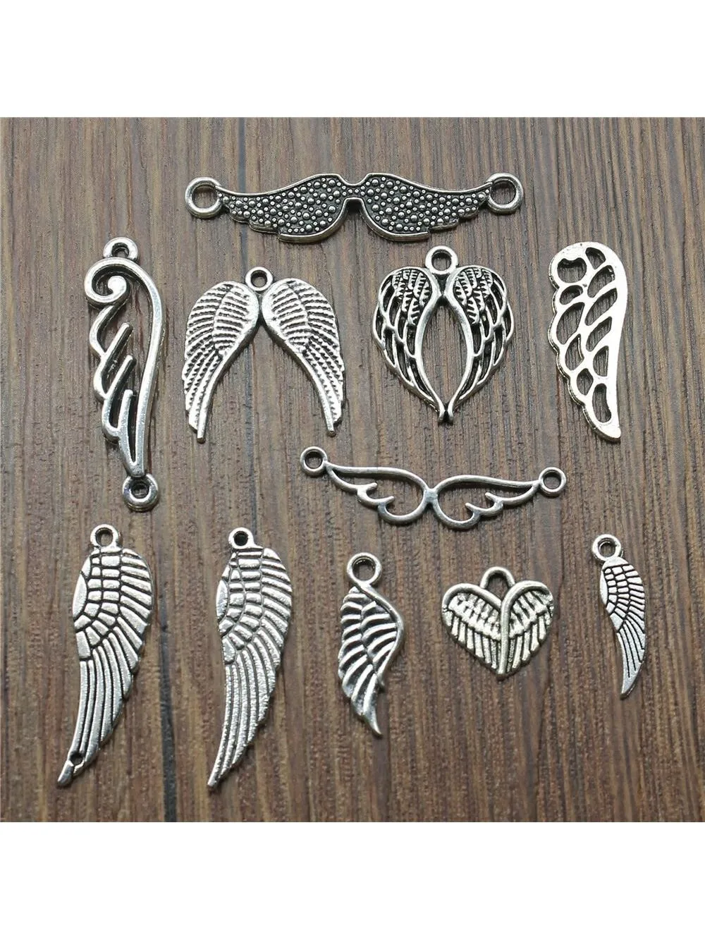 20 sztuk Charms skrzydła i antyczne srebro kolor małe skrzydło piękna biżuteria ustalenia DIY ptak skrzydła Charms hurtownie — zdjęcie 2