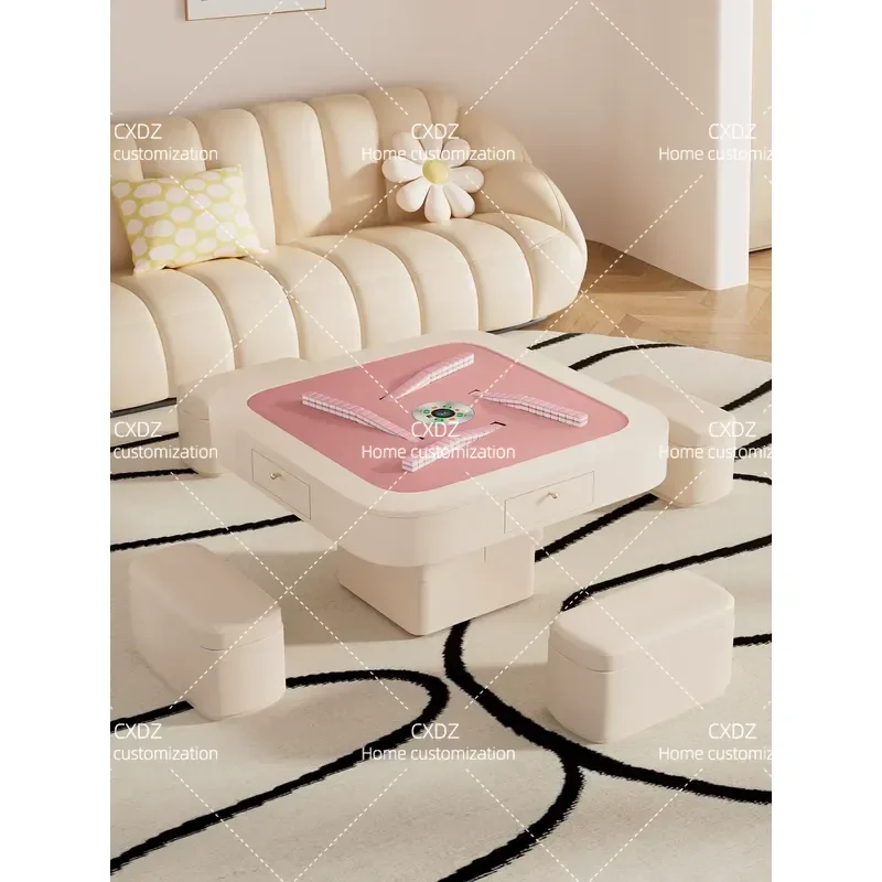 Solid Wood Mini Automatic Mahjong Machine Household Lifting Dining Tea Table Dual Purpose 2026 New One Piece Design
