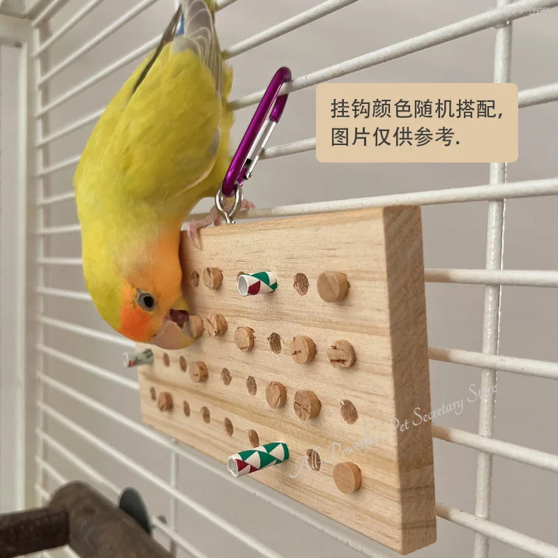 Parrot Bird Toys Hanging Wood Keyboard Training Puzzle Stress Relief Toys Parrot Gnawing Teething Birdcage Toys Accessories